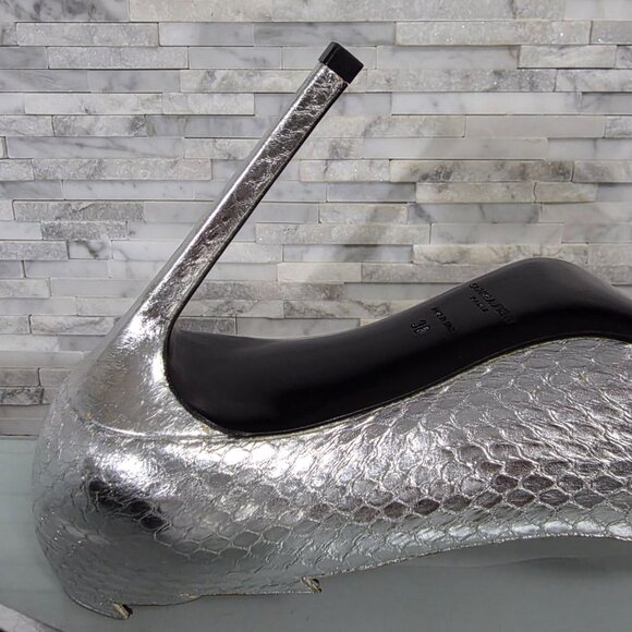 SAINT LAURENT PARIS WOMEN'S SIZE 38 US 37.5 SILVER PUMPS SHOES - Picture 8 of 8